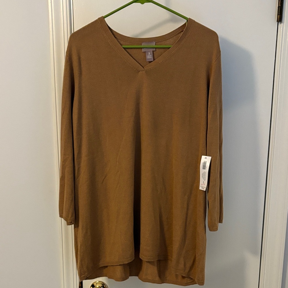 Chico’s touch of cashmere v neck 3/4 sleeve pullover